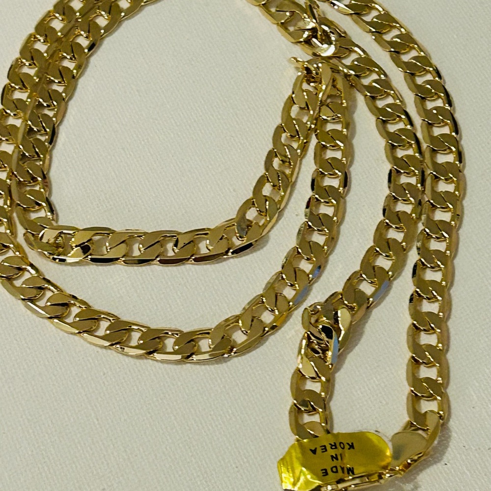 Gold plated Cuban link chain, gold plated men’s chain, Cuban link chain 29” - Picture 5 of 9